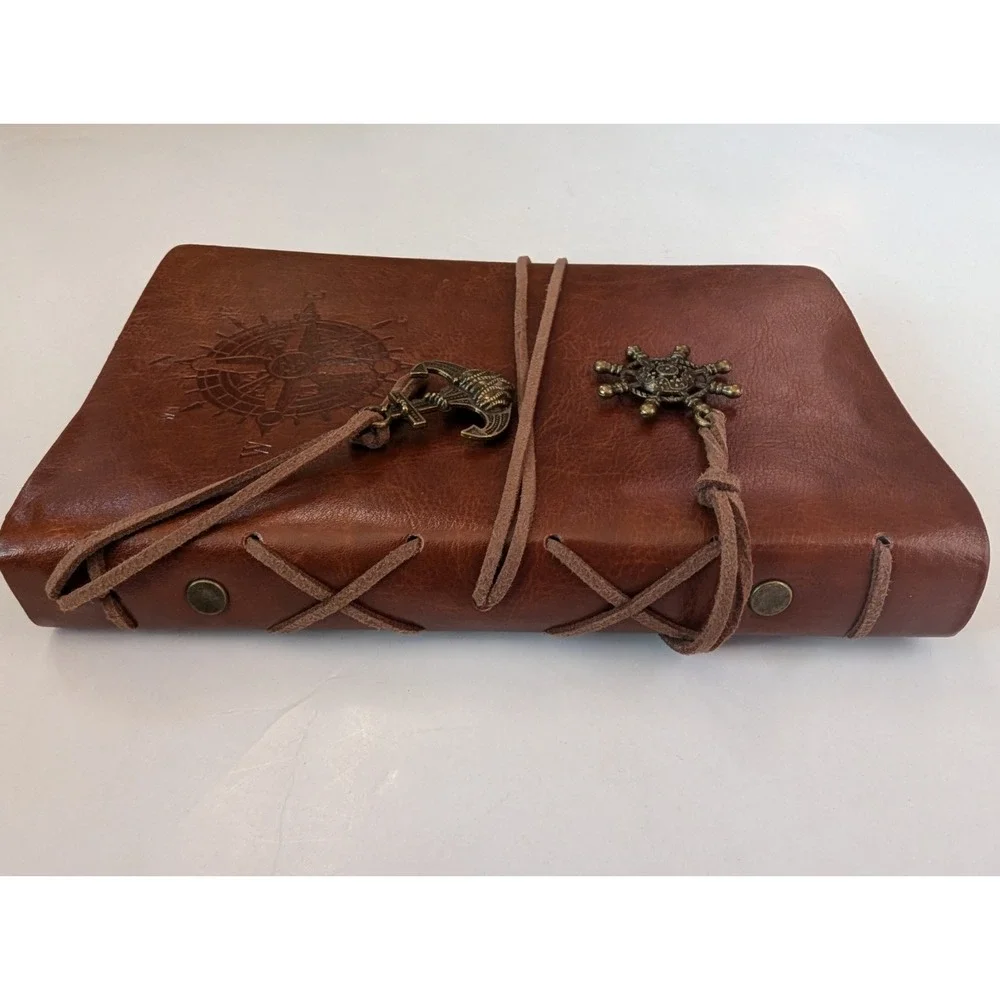 Vintage Nautical Spiral Notebook Refillable Leather Writing Journal Notebook